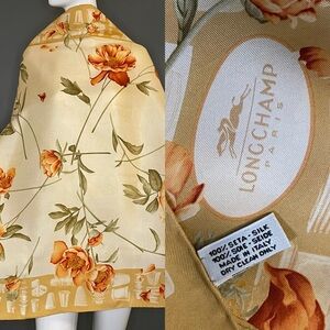 Longchamp Paris Silk Scarf 34 In Sq Excellent Condition